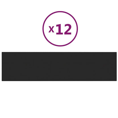 Wandpaneele 12 Stk. Schwarz 60x15 cm Stoff 1,08 m²