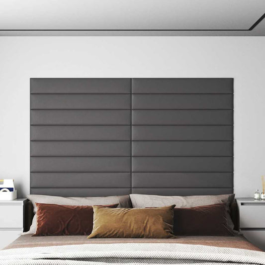 Wandpaneele 12 Stk. Grau 90x15 cm Kunstleder 1,62 m²
