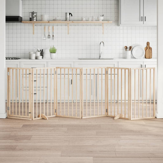 Hundegitter mit Tür Faltbar 6 Paneele 300 cm Pappelholz