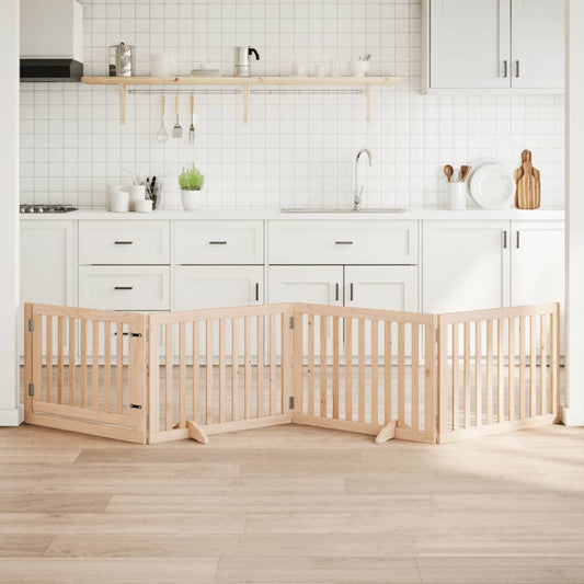 Hundegitter mit Tür Faltbar 4 Paneele 320 cm Pappelholz