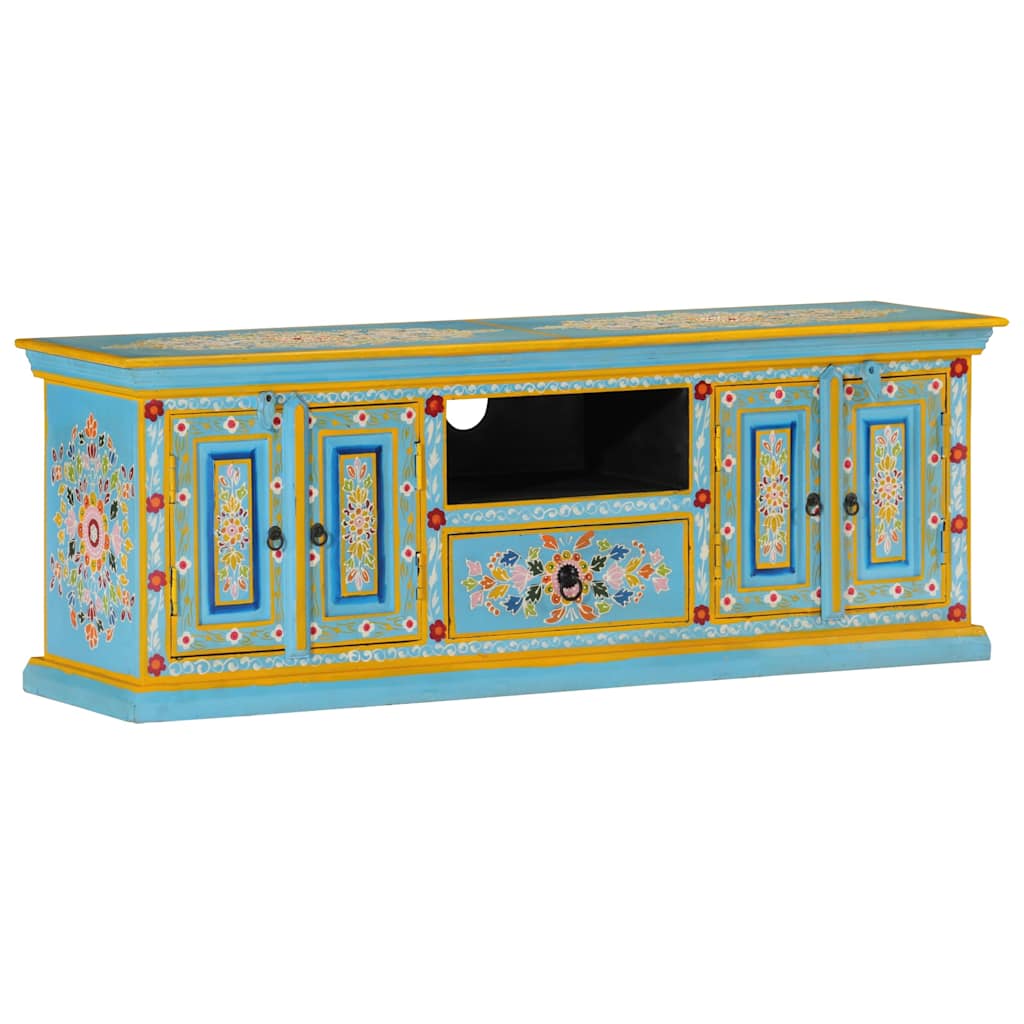 TV-Schrank Blau 110x30x40 cm Massivholz Mango