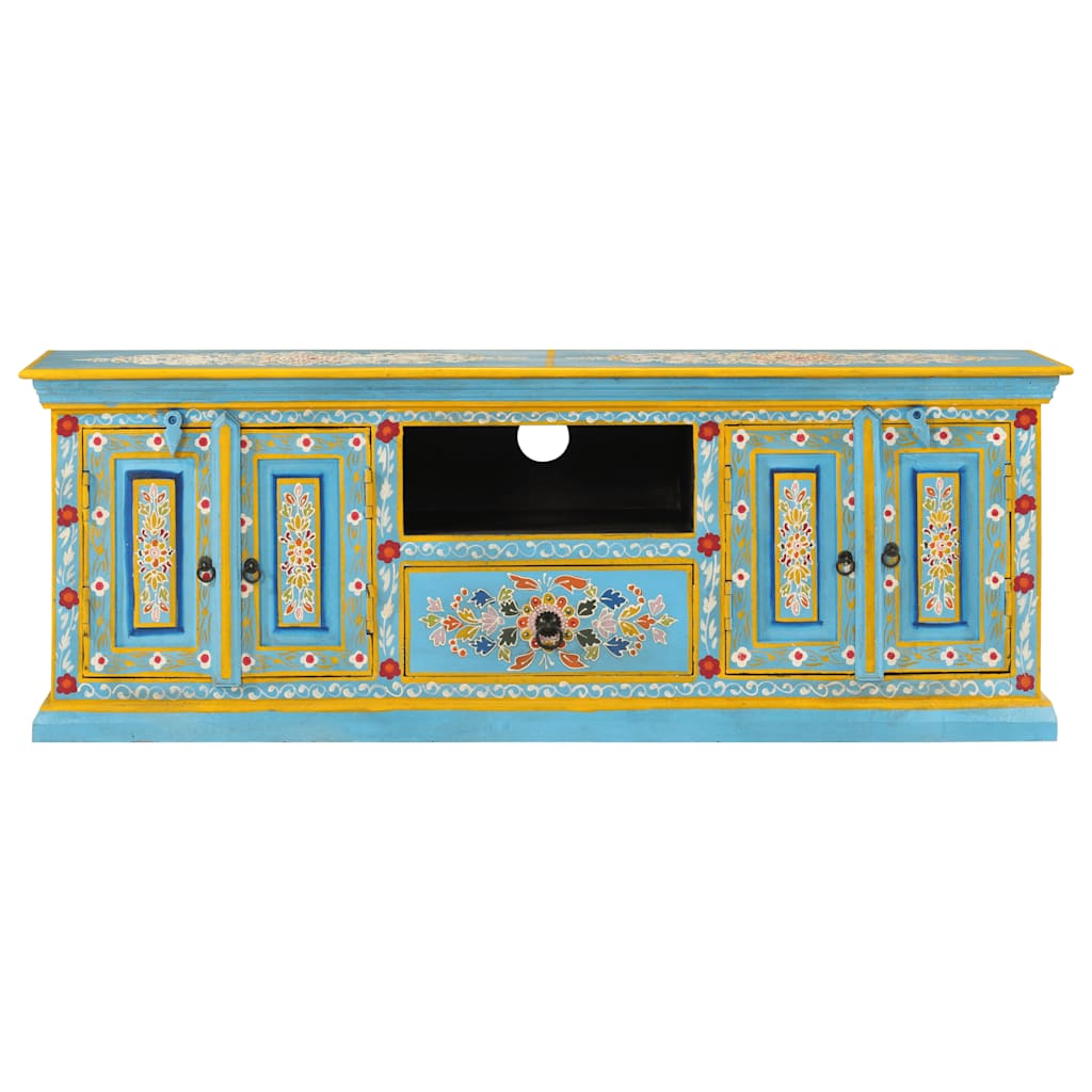 TV-Schrank Blau 110x30x40 cm Massivholz Mango