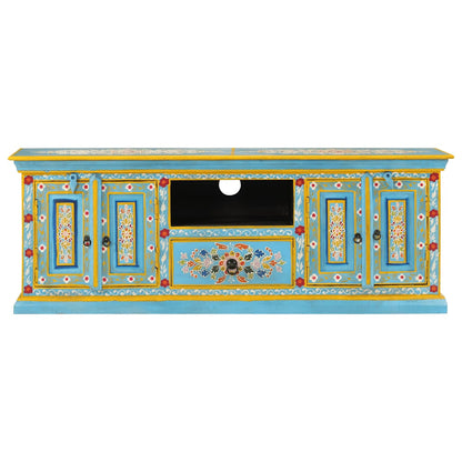TV-Schrank Blau 110x30x40 cm Massivholz Mango