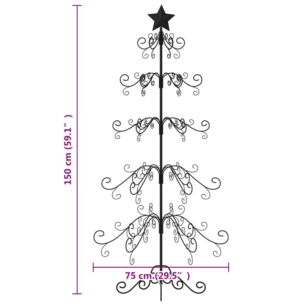 Metall-Weihnachtsbaum für Dekorationen Schwarz 150 cm