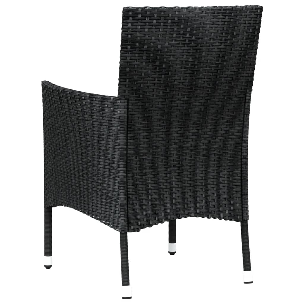Gartenstühle mit Kissen 4 Stk. Schwarz Poly Rattan