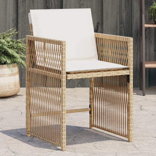 Gartenstühle mit Kissen 4 Stk. Beige Poly Rattan