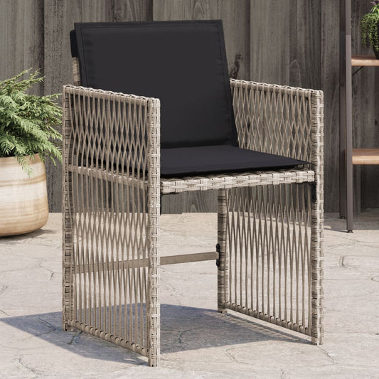 Gartenstühle mit Kissen 4 Stk. Hellgrau Poly Rattan