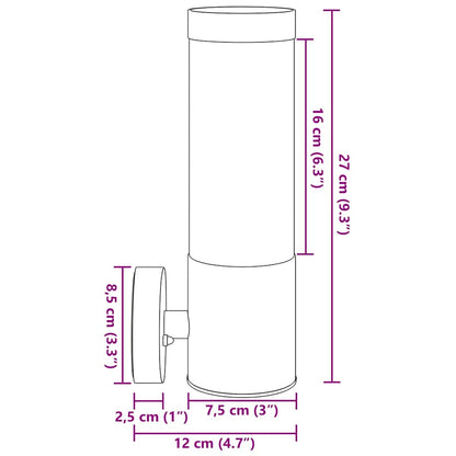 Außenwandleuchte 2 pcs Silber 12 x 8,5 x 27 cm