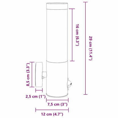 Außenwandlampen 2 pcs Silber 12 x 7.5 x 29 cm Edelstahl