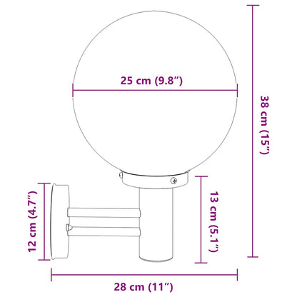 Außenwandleuchte 2 pcs Schwarz 28 x 25 x 38 cm