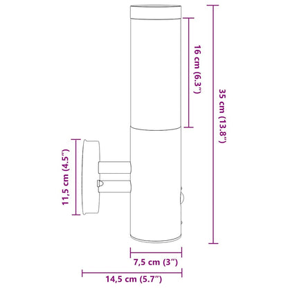 Außenwandleuchte 2 pcs Silber 15 x 7,5 x 33 cm
