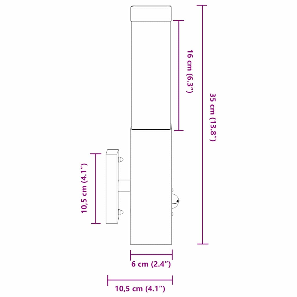 Außenwandleuchte 2 pcs Silber 10,5 x 6 x 33 cm