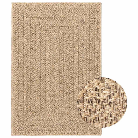Teppich ZIZUR Beige 100x200 cm Jute-Optik Indoor und Outdoor