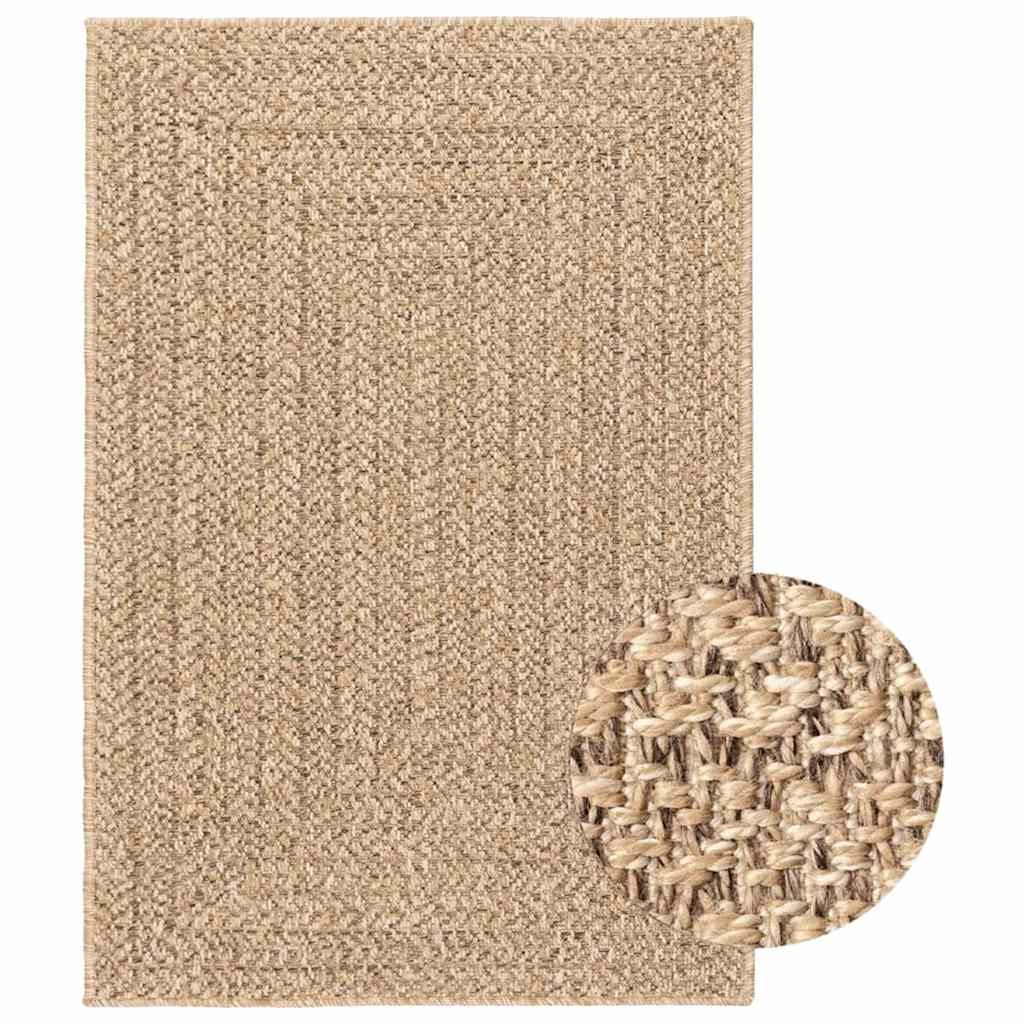 Teppich ZIZUR Beige 120x120 cm Jute-Optik Indoor und Outdoor