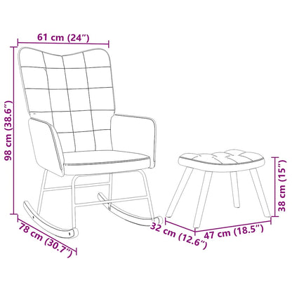 Schaukelstuhl mit Hocker Hellgrüner Samt