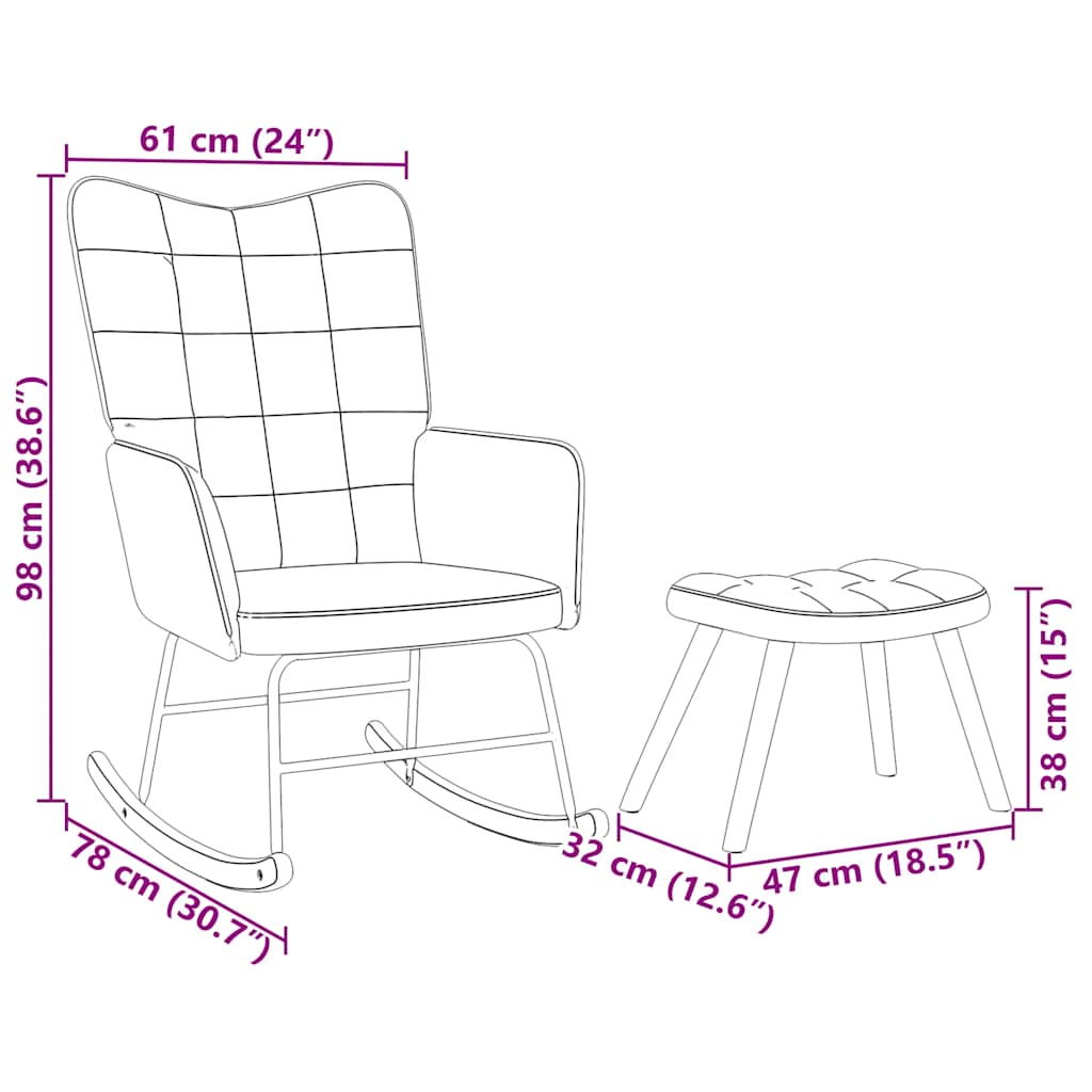 Schaukelstuhl mit Hocker Gelber Samt