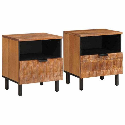 Nachttisch 2 pcs Braun 40 x 33 x 46 cm Massivholz Mango