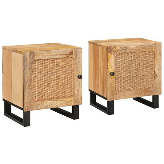 Nachttisch 2 pcs Natur 40 x 33,5 x 46 cm Massivholz Mango