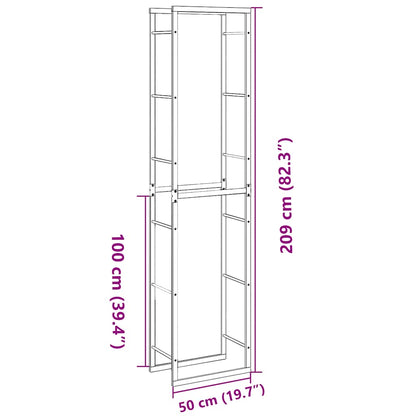Brennholzregal Schwarz 50x30x209 cm Stahl