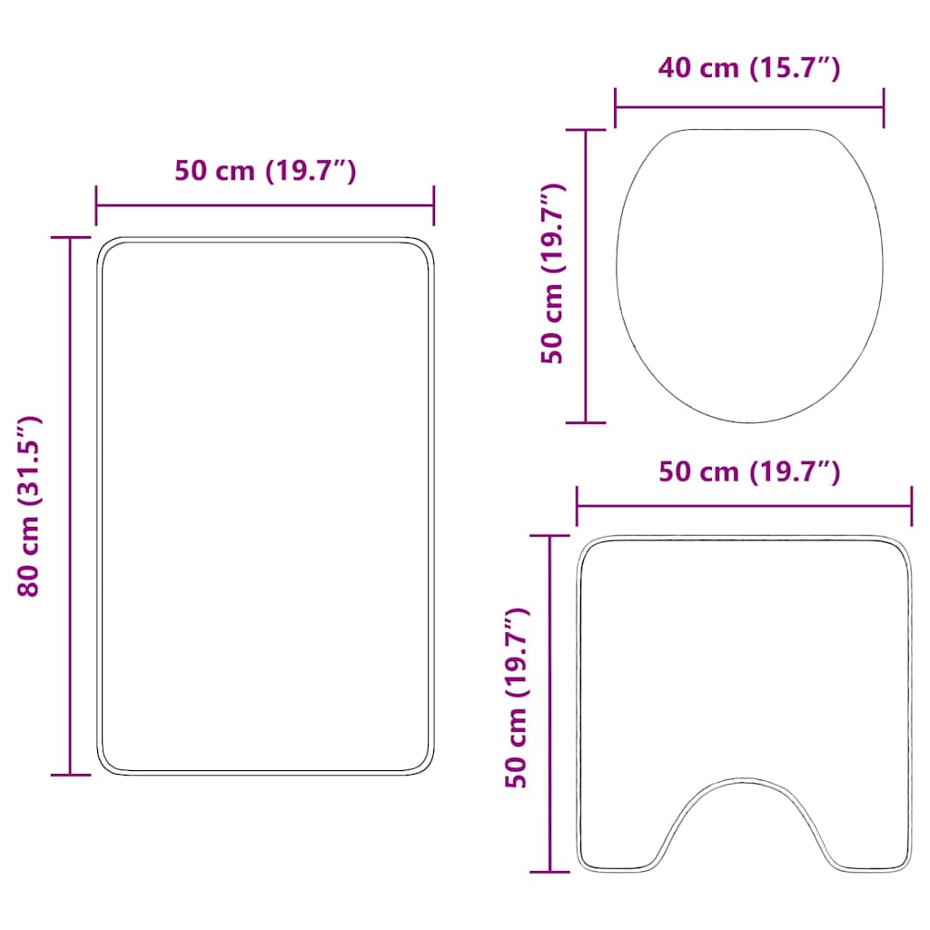 Anti-Rutsch Badematten-Set 3 pcs Braun PP