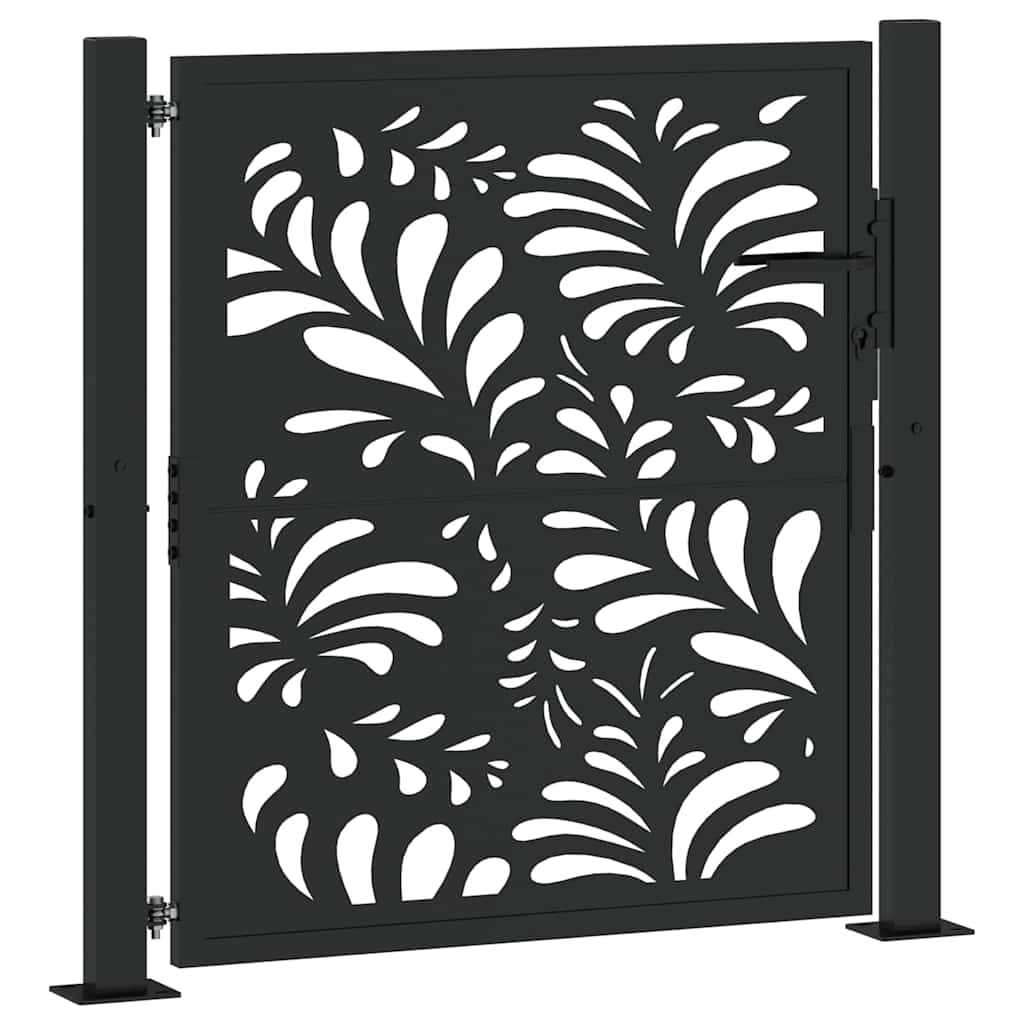 Gartentor Schwarz 100x100 cm Stahl Wellen-Design