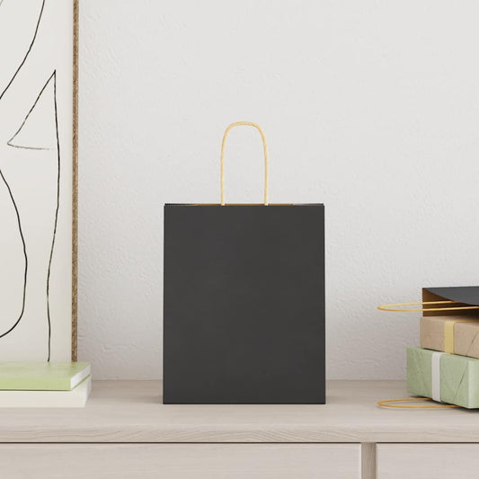 Papiertragetaschen 250 Stk. mit Henkeln Schwarz 18x8x22 cm