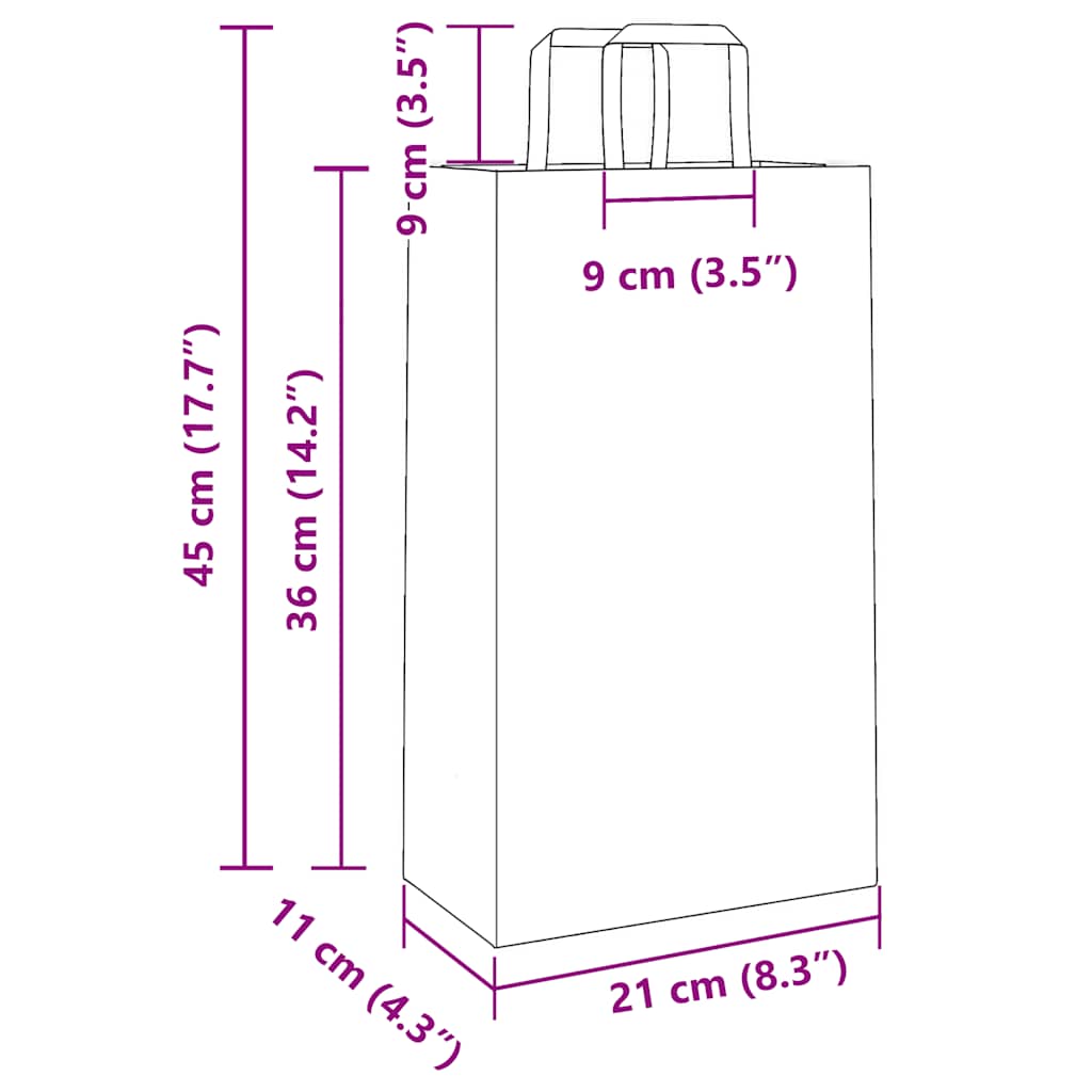 Papiertragetaschen 50 Stk. mit Henkeln Gelb 21x11x36 cm