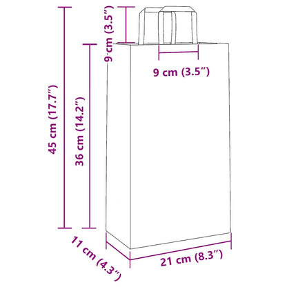 Papiertragetaschen 50 Stk. mit Henkeln Gelb 21x11x36 cm