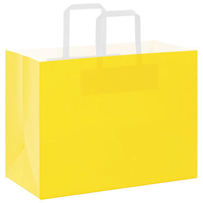 Papiertragetaschen 250 Stk. mit Henkeln Gelb 32x17x25 cm