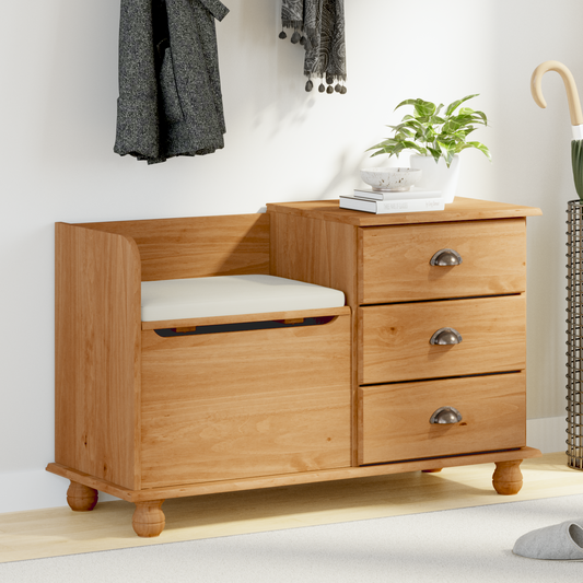 Sitzbank mit Stauraum mit Speicher ASKIM Braun 100 x 39 x 62 cm