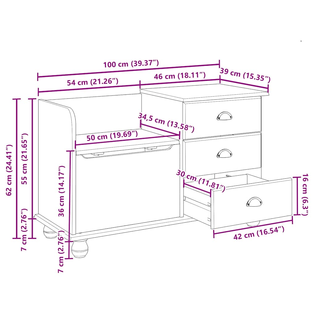 Sitzbank mit Stauraum mit Speicher ASKIM Weiß 100 x 39 x 62 cm