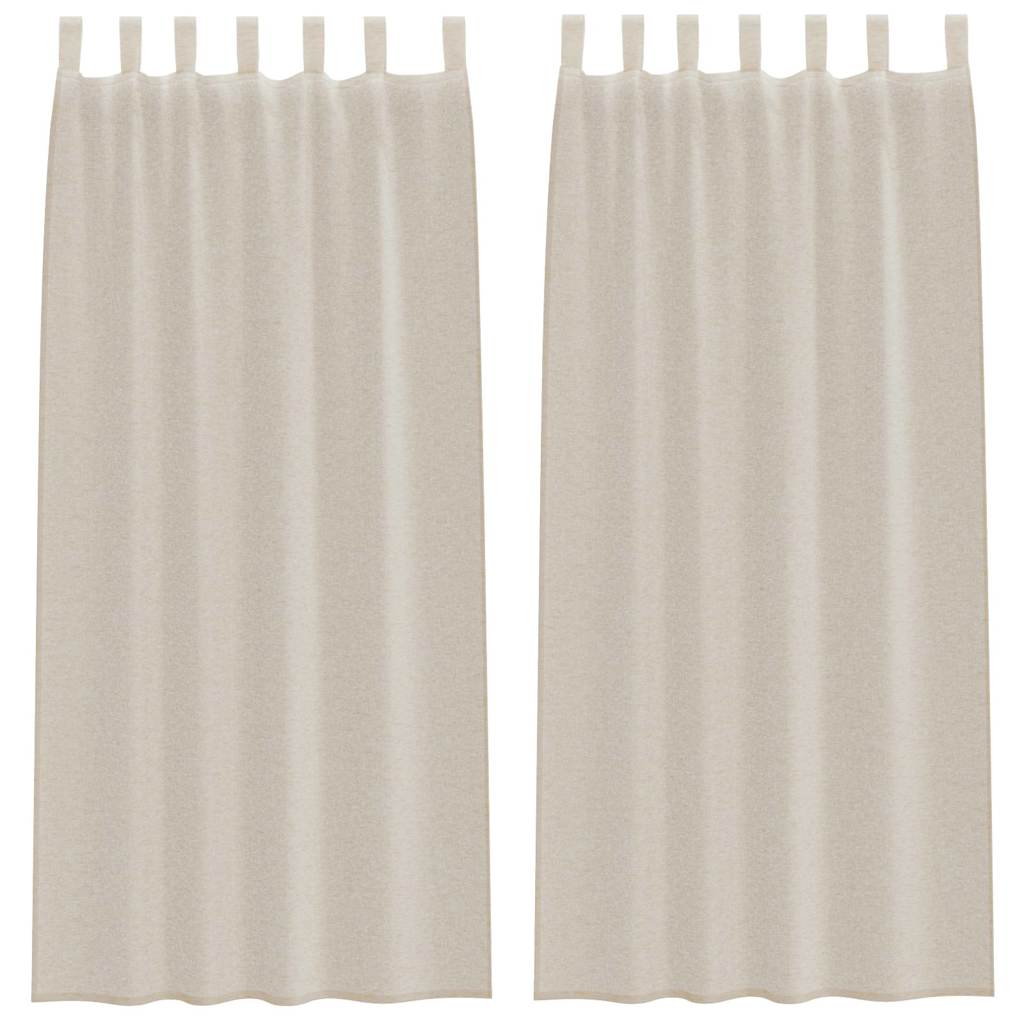 Voile-Vorhang mit Vorhängen 2 pcs Sand 225 x 140 cm Polyester