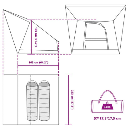 Campingzelt mit Dach Grau und Orange 223 x 163 x 130 cm Taft