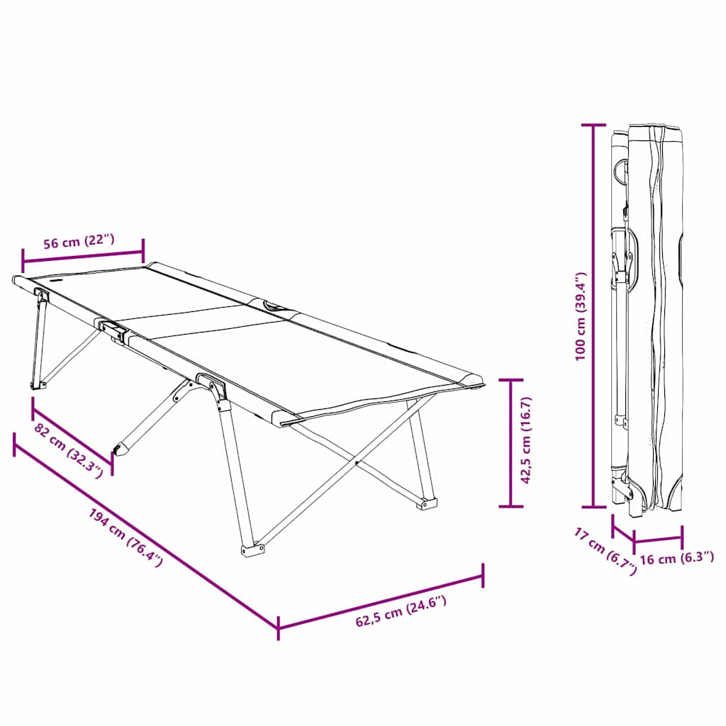 Klapp Schlafbett fürs Camping Blau 194 x 62.5 x 42.5 cm