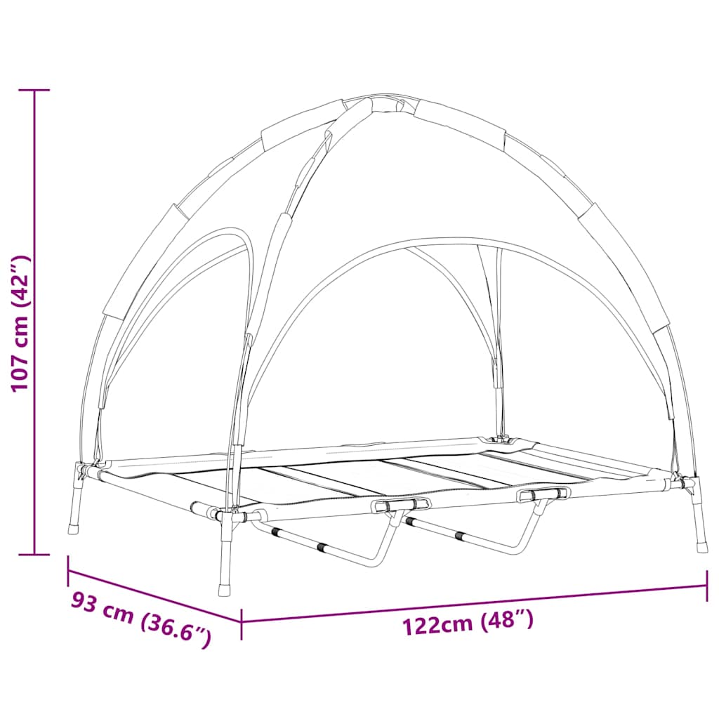 Hundebett Silber Grau 122 x 93 x 106,5 cm Stahl