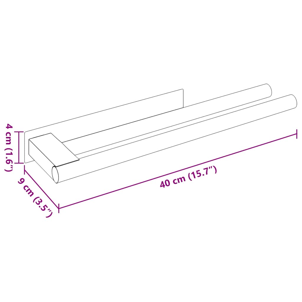Handtuchhalter Schwarz 40 x 9 x 4 cm Edelstahl
