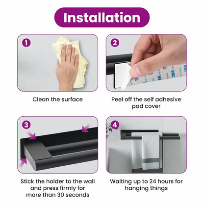 Handtuchhalter Schwarz 40 x 9 x 4 cm Edelstahl