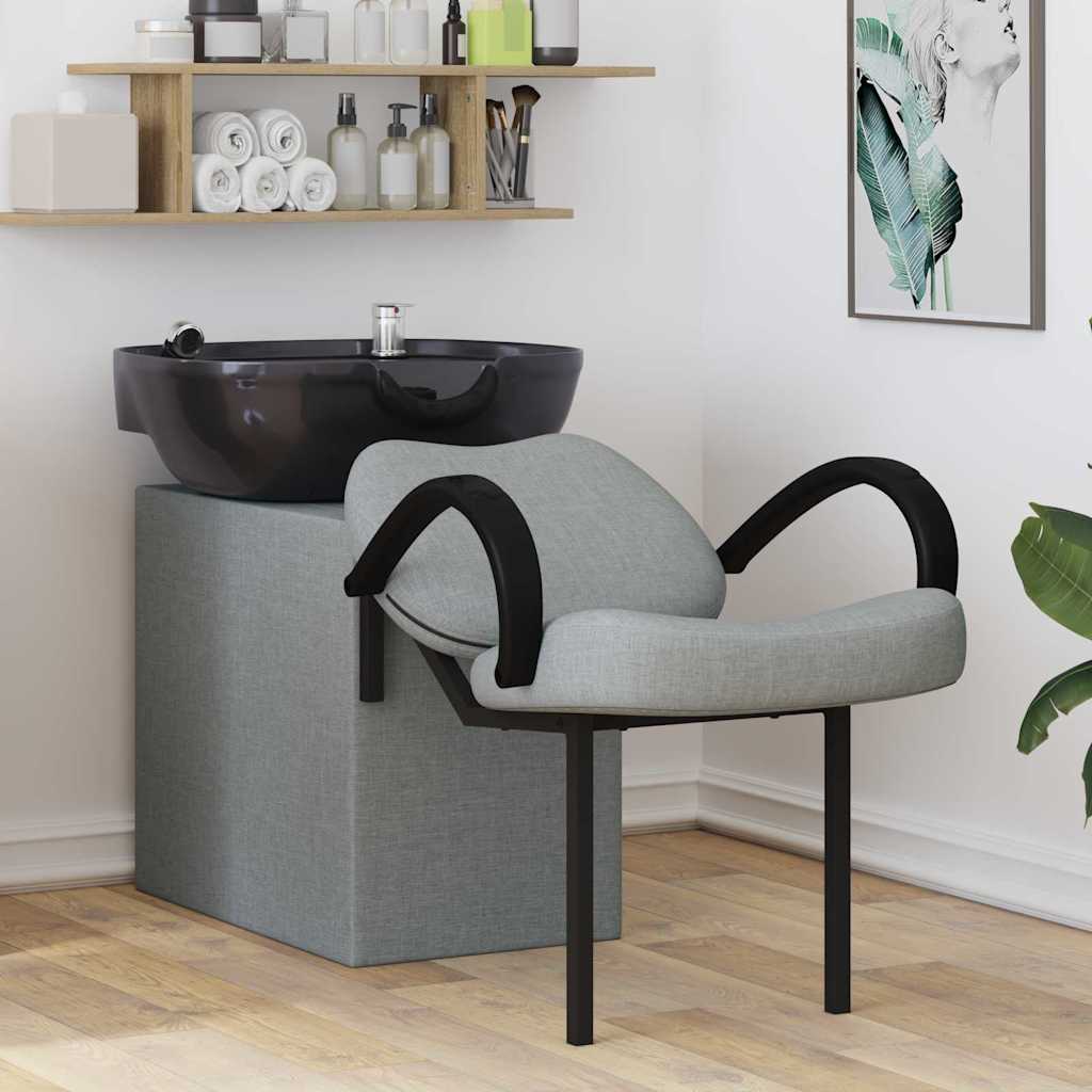 Shampoo Stuhl Hellgrau und Schwarz 63 x 141 x 92 cm Stoff