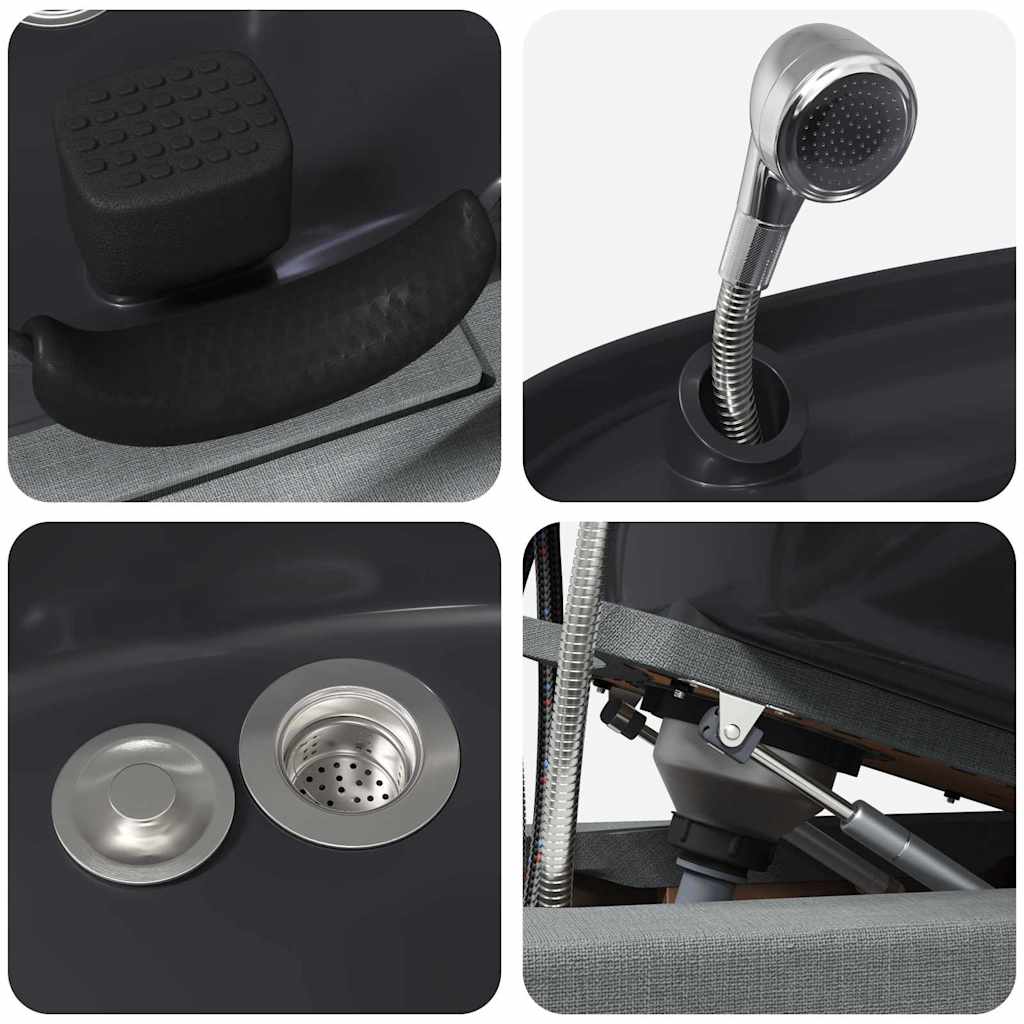 Shampoo Stuhl Hellgrau und Schwarz 63 x 141 x 92 cm Stoff