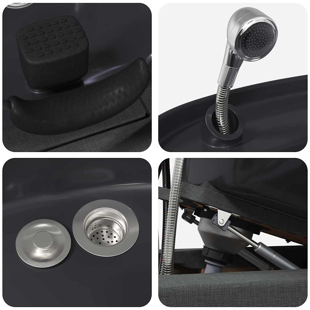 Shampoo Stuhl Dunkelgrau und Schwarz 63 x 141 x 92 cm Stoff