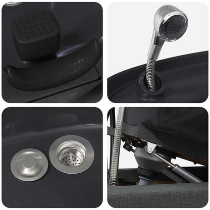 Shampoo Stuhl Dunkelgrau und Schwarz 63 x 141 x 92 cm Stoff