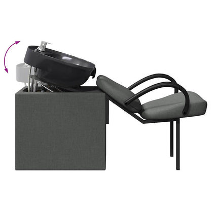 Shampoo Stuhl Dunkelgrau und Schwarz 63 x 141 x 92 cm Stoff