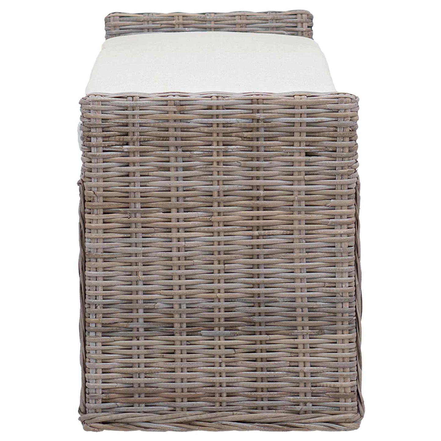 Sitzbank mit Stauraum mit Kissen Grau 110 x 40 x 50 cm Rattan