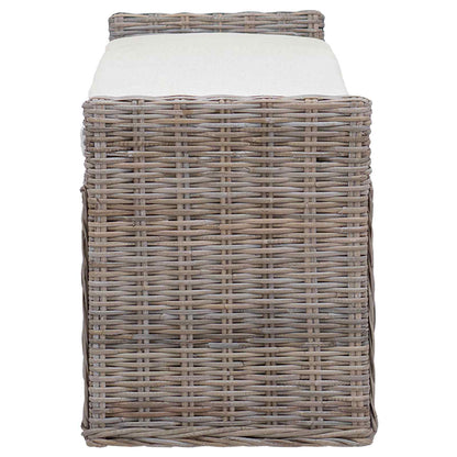 Sitzbank mit Stauraum mit Kissen Grau 110 x 40 x 50 cm Rattan