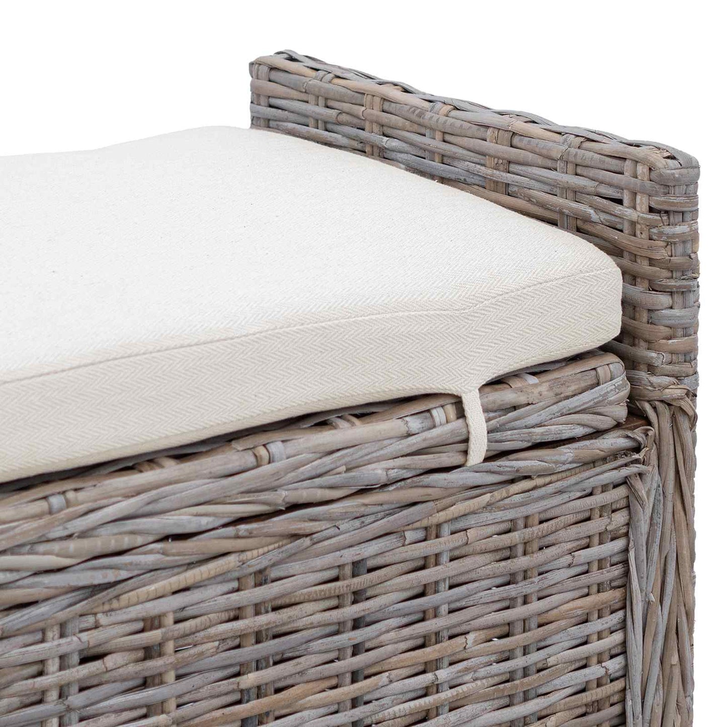 Sitzbank mit Stauraum mit Kissen Grau 110 x 40 x 50 cm Rattan