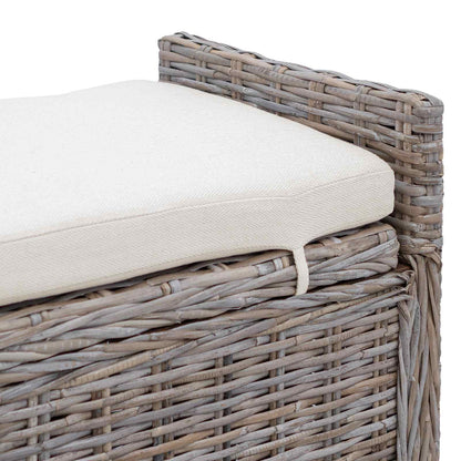 Sitzbank mit Stauraum mit Kissen Grau 110 x 40 x 50 cm Rattan