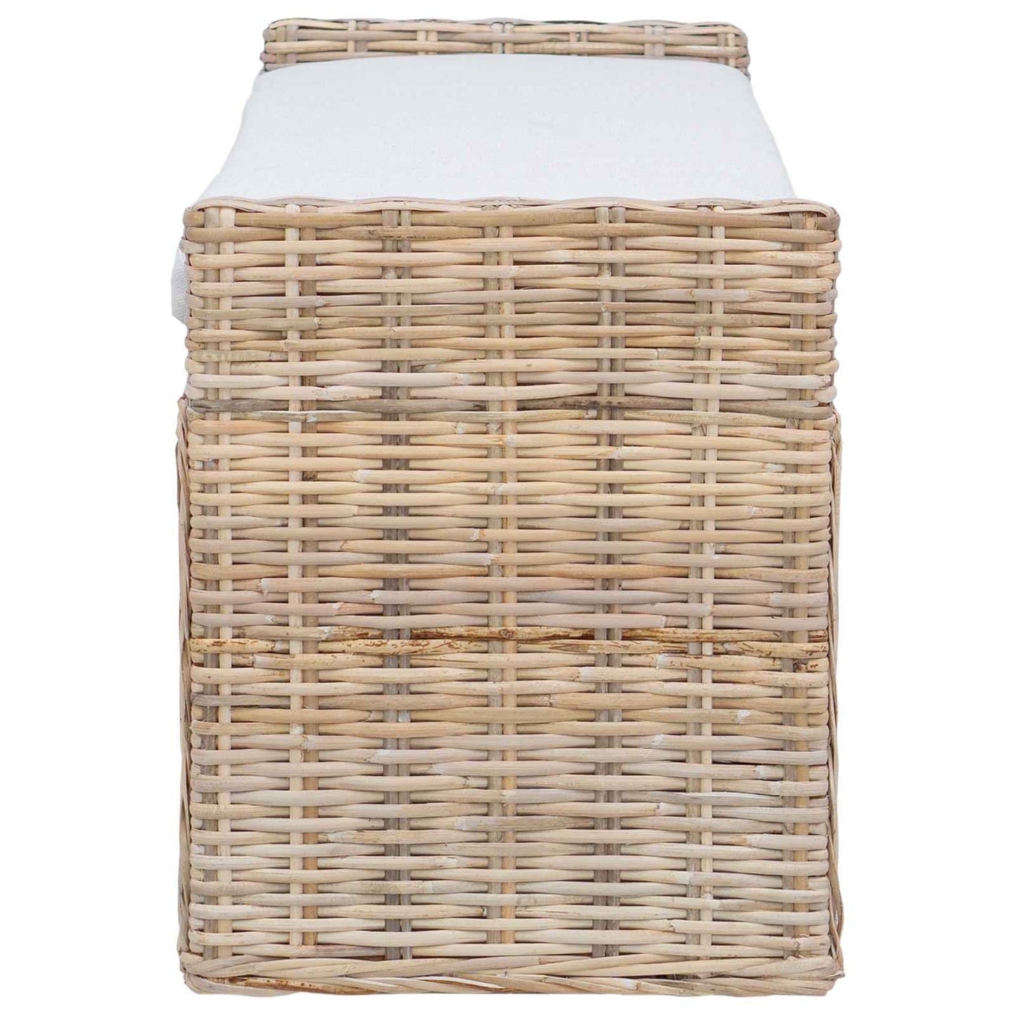 Sitzbank mit Stauraum mit Kissen Natur 110 x 40 x 50 cm Rattan