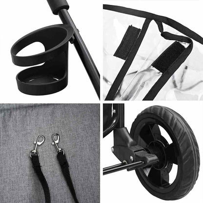 Faltbarer Haustierwagen Grau 78 x 54 x 101 cm 600D Oxford Stoff