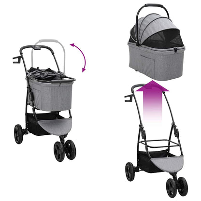 Faltbarer Haustierwagen Grau 78 x 54 x 101 cm 600D Oxford Stoff