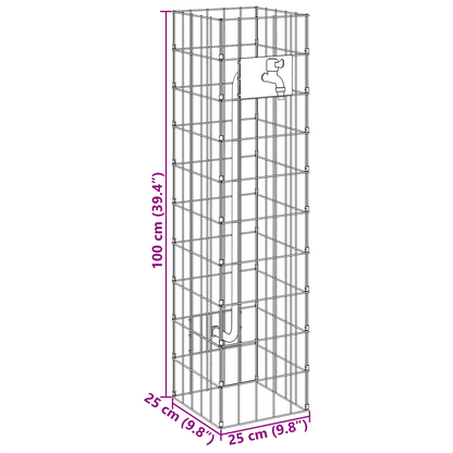 Gabionensäule Silber 25 x 25 x 100 cm Edelstahl